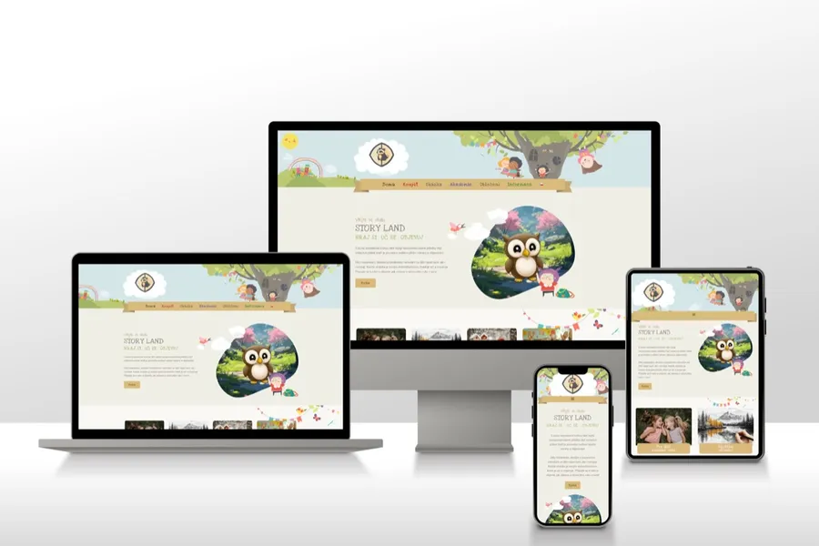 Ukázka responzivního webu Storyland na různých zařízeních